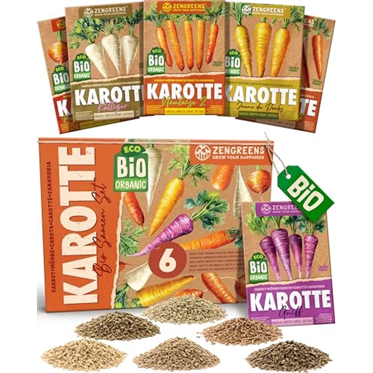 ZenGreens® - Bio Karottensamen im 6er Set - 6 Karotten Samen für den einfachen Anbau im Garten, Balkon oder Hochbeet - Pflanzensamen - Saatgut – Bild 2