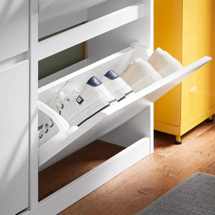 SoBuy FSR169-W Schuhschrank, MDF, Lackiert, Weiß, 78 x 108 x 24 cm – Bild 4