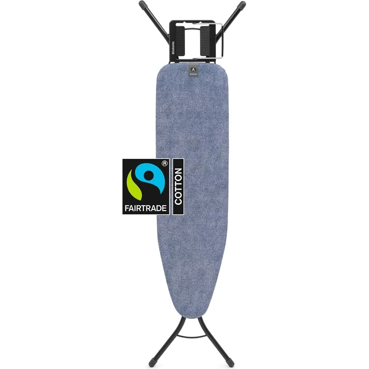 Brabantia - Bügelbrett A - für Dampfbügeleisen - Höhenverstellbar - für Links- und Rechtshänder - Solider Vierfußrahmen - Leicht versetzbar - Denim Blue - 110x30 cm