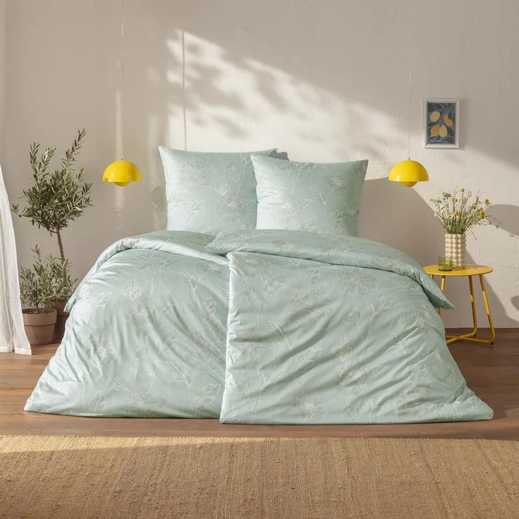 Estella Interlock Jersey Bettwäsche Edessa 6759-614 eisblau 135x200 – Bild 1