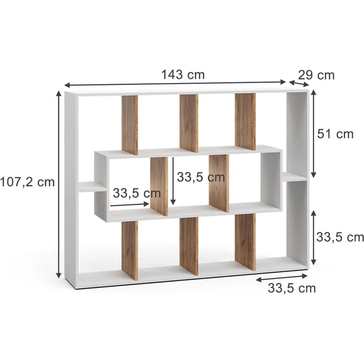 Raumteiler Weiß/Goldkraft Eiche 107.2 x 143 cm Vicco – Bild 3