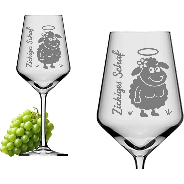 eXODA Weinglas Gravur Zickiges Schaf 350ml – spülmaschinenfest & elegant, 1-tlg, Glas, Atemberaubende Darstellung – Bild 5
