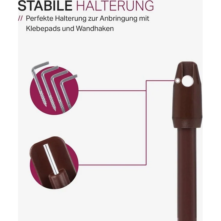 Bestlivings Vitragestange 2er-Pack, Ø 10 mm, 1-läufig, ausziehbar, mit Schraubhaken, verschrauben, Metall, flachoval, für Scheiben- & Bistrogardinen – Bild 3