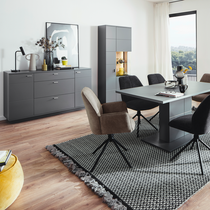 Wohn Schick MAGON Sideboard,Front/Korpus: Royal grau,2 Türen, 3 Schubkästen - H 94 cm x T 44 cm x B 160 cm – Bild 5