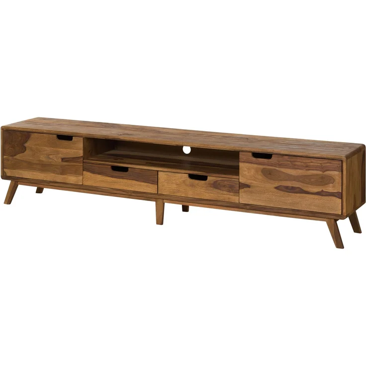 TV-Board Sheesham 220x40x48 natur sandgestrahlt lackiert MALMÖ 2 #223 – Bild 1