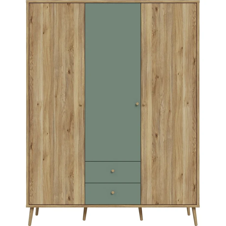 Drehtürenschrank >WHENUA< in Mauvella Eiche/ Salbei - 154,2x201,5x52,2cm (BxHxT) – Bild 1
