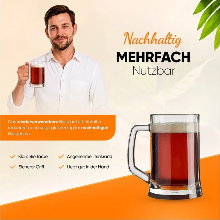 Pasabahce Gläser-Set Pub Bierkrug, 2-tlg, Glas, 2er Set, 660ml, ideal für Bier, Radler, Softdrinks & Mixgetränke – Bild 4