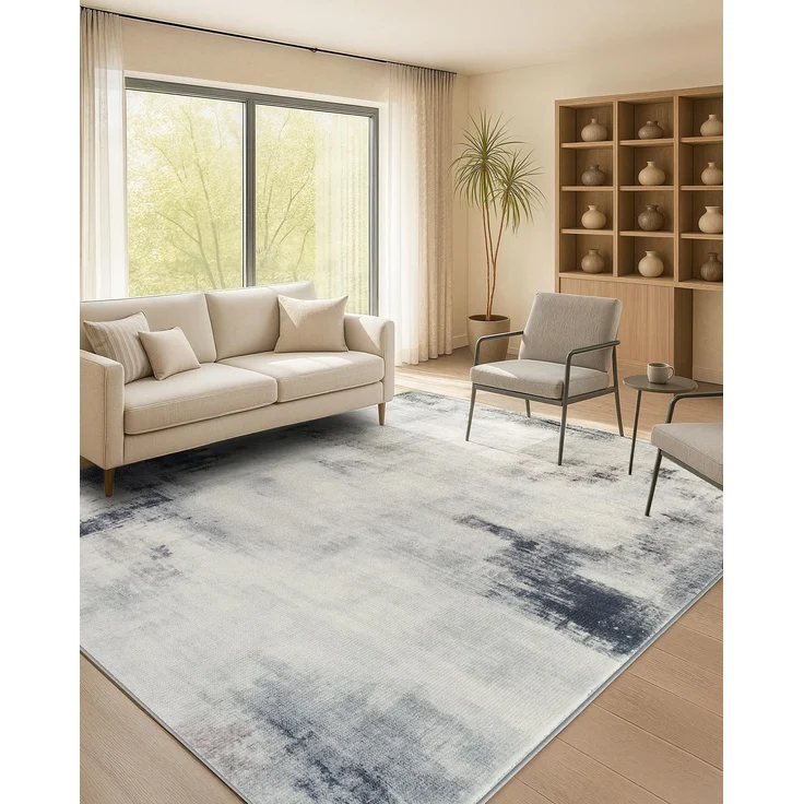 SONGMICS Rutschfester Teppich, 160x230 cm, maschinenwaschbar | Wohnzimmerteppich, Modern, Dekoration für Wohnzimmer, Schlafzimmer, Taubengrau, Hila Kollektion TAR077G01