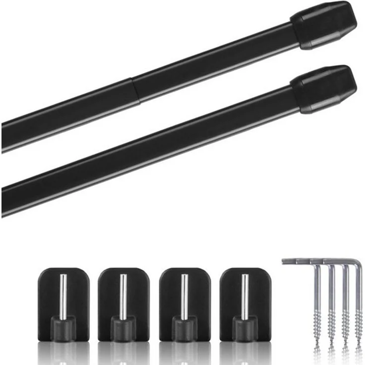 Bestlivings Vitragestange 2er-Pack, Ø 10 mm, 1-läufig, ausziehbar, mit Selbstklebehaken, geklebt, Edelstahl, für Küchen- & Bistrogardinen – Bild 4