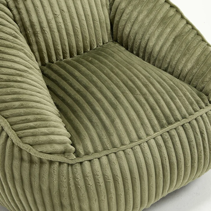 Bean Bag Stuhl mit Memory-Schaumstofffüllung, gestreifter Blasen-Plüsch, flauschig, gemütlich, gemütlicher Sofa für Wohnzimmer, Wohnungen und Schlafsäle--Smaragd--98x92x73cm--YOUDENOVA – Bild 6
