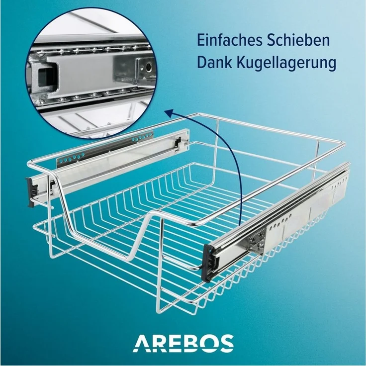 Arebos Innenschublade 2x Teleskopschublade für Küche, ausziehbare Küchenschublade (Set, 2 St) – Bild 3