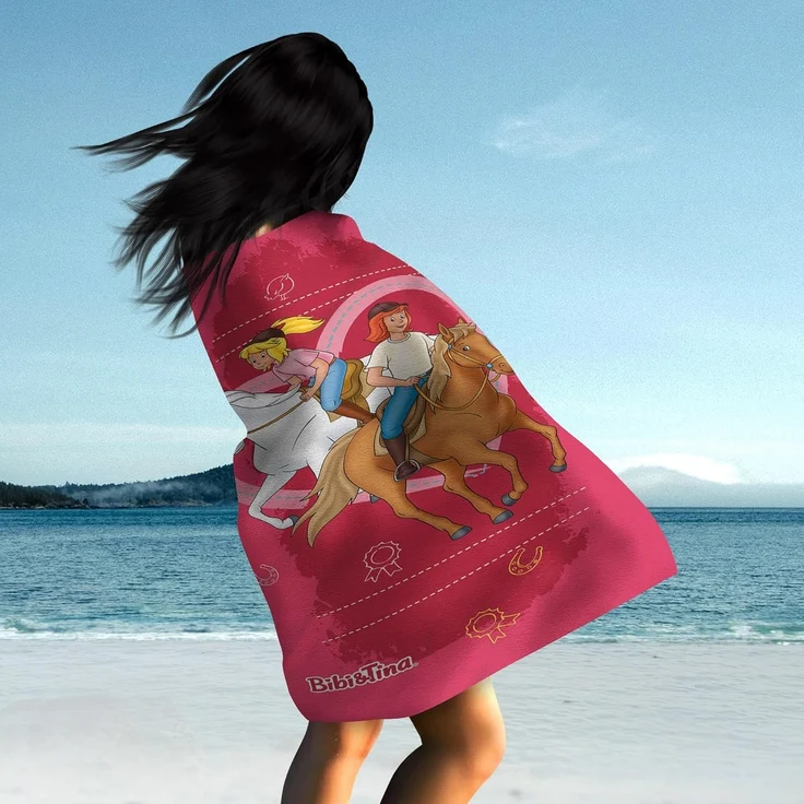 BERONAGE Strandtuch Bibi und Tina Badetuch Herz 75x150 cm, 100% Baumwolle (1-St), Frottee in Velours-Qualität – Bild 5