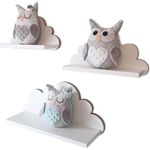 MOLILAND Wolkenregal Babyzimmer, 3 Stück, Wandregal in Weiß, Wolke aus Holz im skandinavischen Stil, mit Befestigungssatz, Oregon