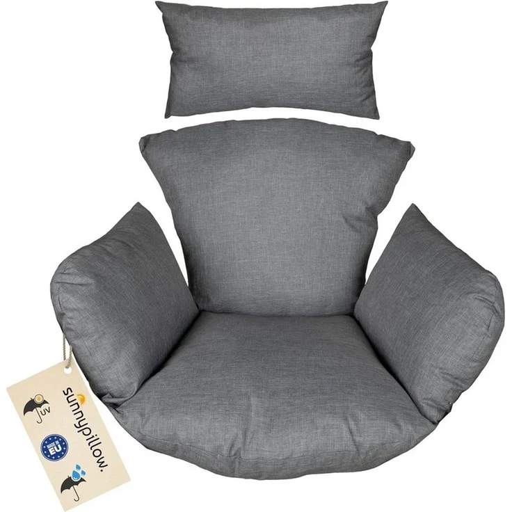 sunnypillow Hängesessel Auflage für Rattan & Polyrattan Hängeschaukel, Grau – Bild 5
