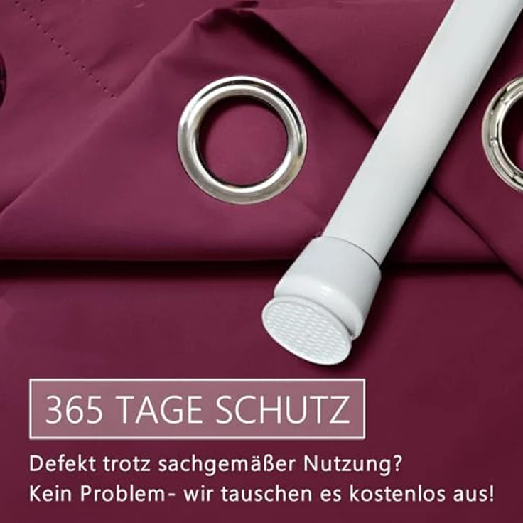 tinycurtains Türvorhang mit Stange weiß 70-120 cm Thermo Vorhang ohne Bohren, blickdicht, Ösen, verdunkelnd, Polyester, bordeaux rot Berry, Türgardine mit Klemmstange Raumtrenner Vorhang Tür – Bild 7