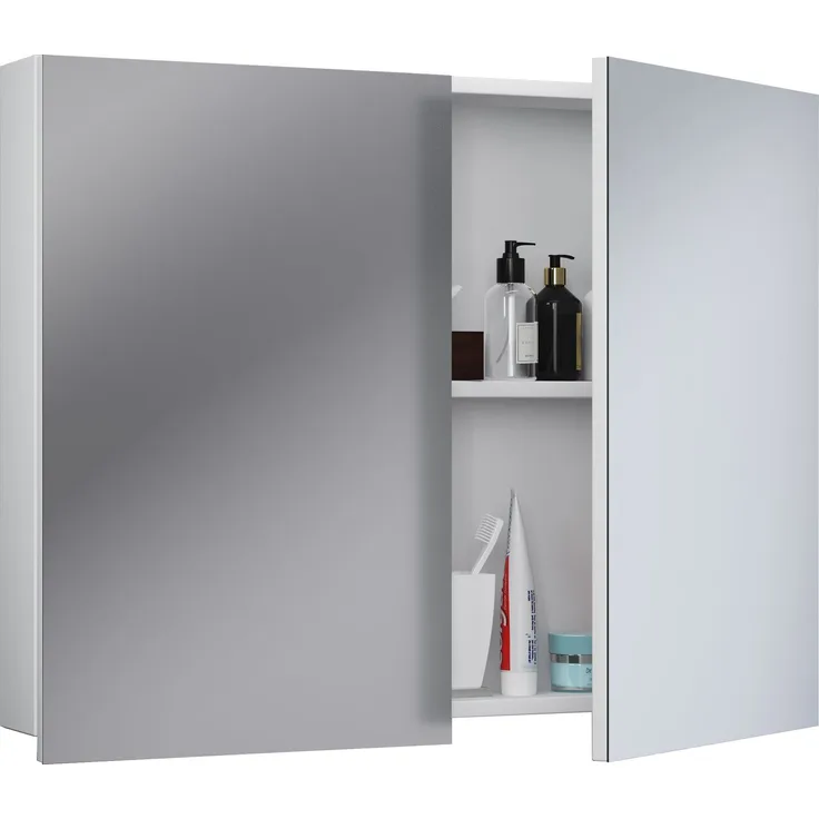 VCM Badmöbel Spiegelschrank Badinos 914460 Weiß H. 60 x B. 80 x T. 12 cm