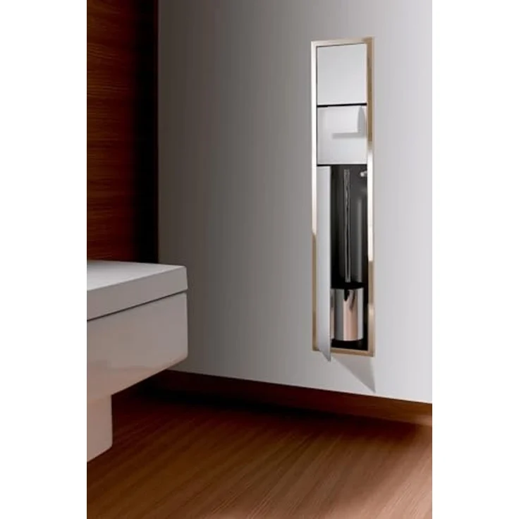 Emco Asis 150 Unterputz-WC-Papier-Modul, Badezimmerschrank mit Toilettenpapierhalter für unsichtbaren Stauraum, Hochschrank mit 2 Fächern aus Aluminium, optiwhite – Bild 5
