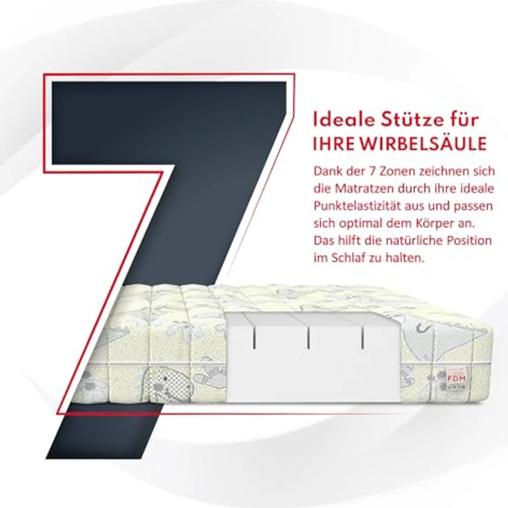 FDM Somnia Kindermatratze 80x190 cm Kaltschaummatratze Höhe 10 cm Härtegrad H3 Öko-Tex Allergikergeeignet Bezug Waschbar Matratzenbezug Dino – Bild 4