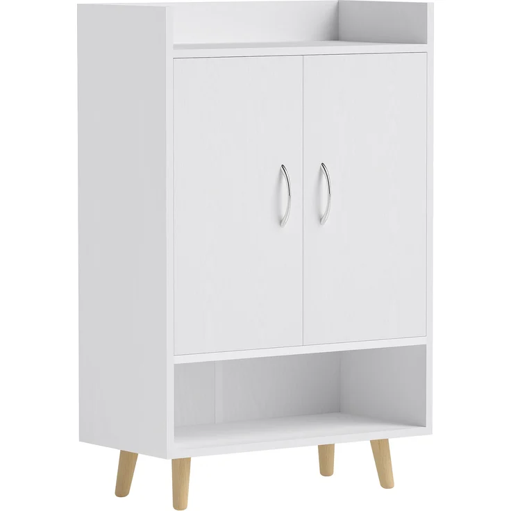 Schuhschrank Schuhkommode schmal 30cm mit Holztür 3 Regalen Massivholzbeinen kippfest – Bild 7