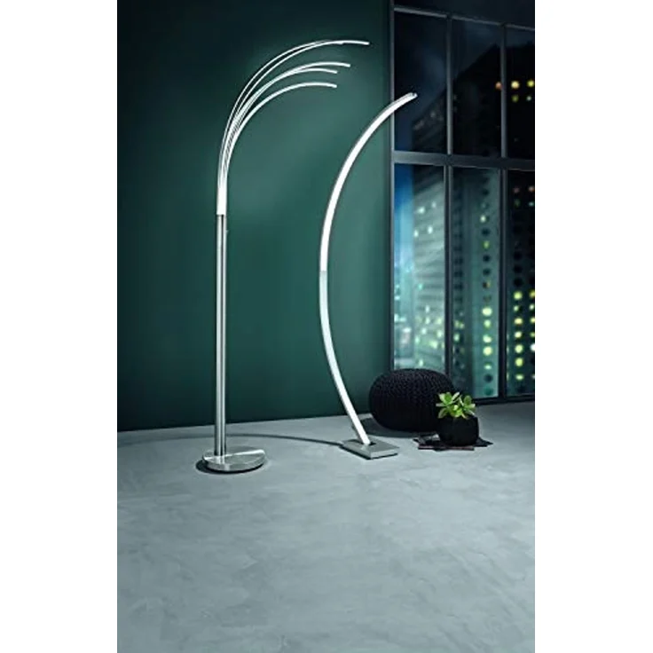 casa NOVA LED Bogenlampe Stehleuchte ECLIPSE, 5-flammig, H 200 cm, Metall, Dimmfunktion, LED fest integriert, Warmweiß, Silbergrau, Kunststoff, Touchsensor – Bild 3