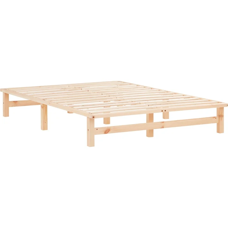 Holzbett 140x200 mit Matratze Holzbettrahmen Palettenbett Doppelbett Bett Massiv Holz Bettgestell – Bild 9