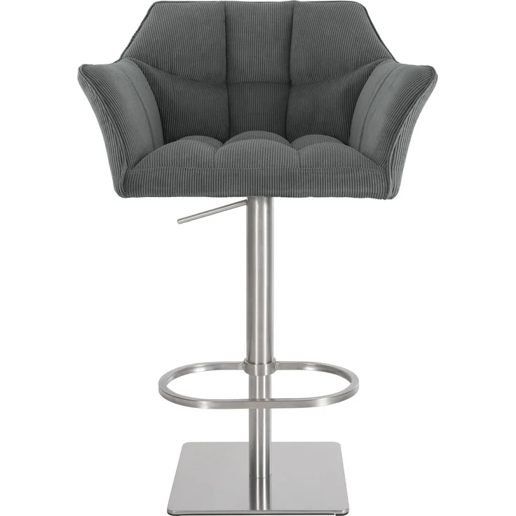 Barhocker SIHAR - Cord Grau 64x45x88 cm Silber | Barstuhl Mit Lehne Tresenhocker Tresenstuhl Kneipenhocker Kneipenstuhl – Bild 7