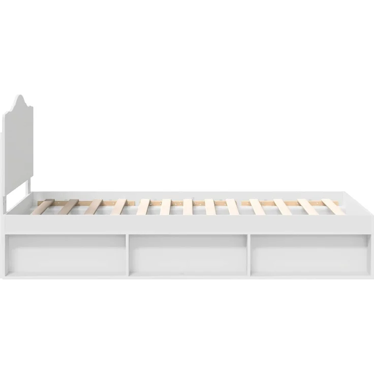 vidaXL Bettrahmen mit Kopfteil Weiß 100 x 200 cm Massives Kiefernholz 3413344 – Bild 7