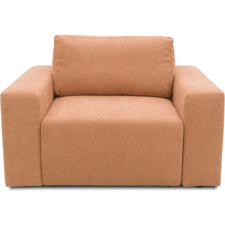 DOMO. collection Sessel 700 029, Polstersessel mit Schlaffunktion und Federkernpolsterung, loses Rückenkissen, Schlafsessel, Armsessel 130 x 116 x 85 cm (BxTxH), lachs