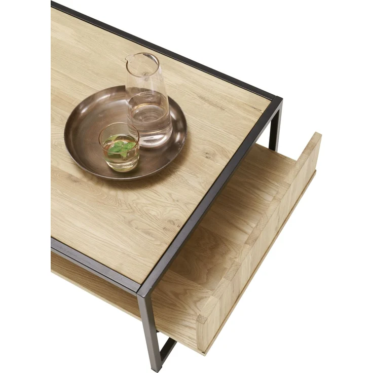 Couchtisch >Marlon< in Eiche und schwarz, Eiche und Metall - 110x40x60cm (BxHxT) – Bild 4