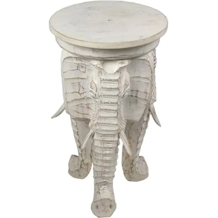 Oriental Galerie Blumenhocker Weißer Rundhocker Elefant 60 cm (1 St) – Bild 3