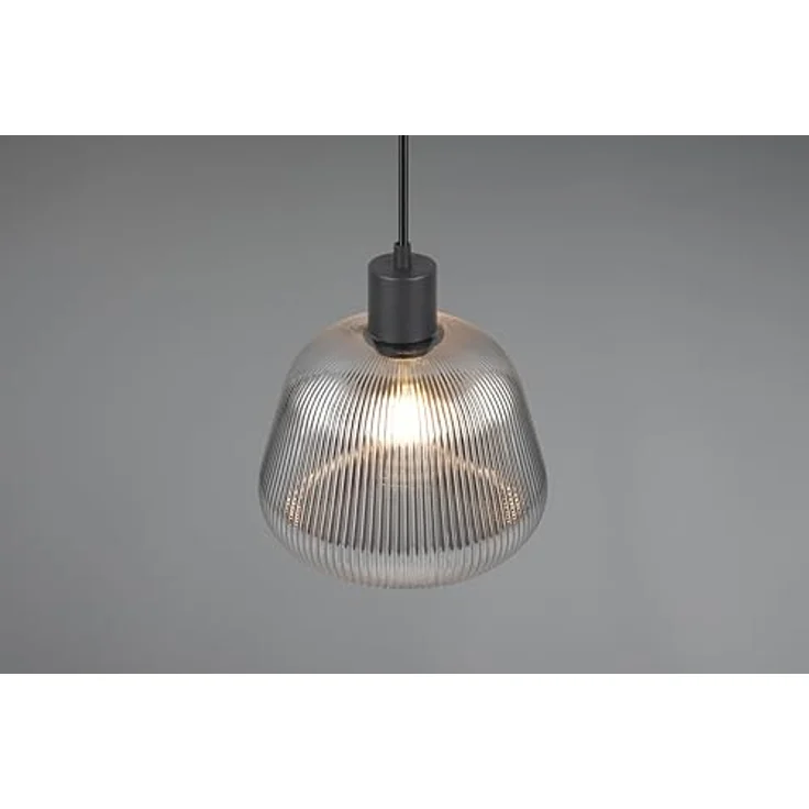 Trio Leuchten Pendelleuchte Tarifa E27, schwarz matte Metall-Glas-Kombination, Ø 22 cm, max. 25W – Bild 3