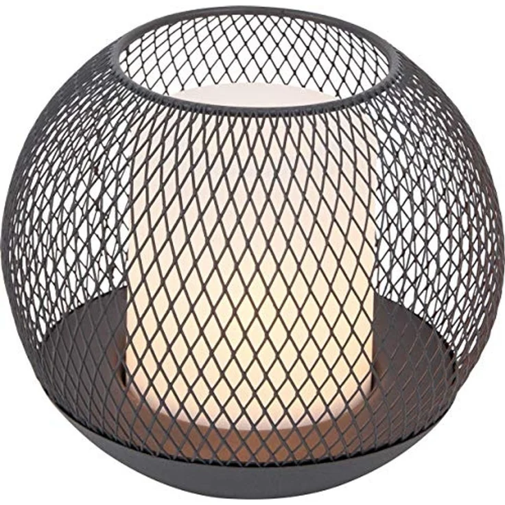 Dehner Solarkugel, Ø 15 cm, Höhe 12.5 cm, warmweiß, Metall/Kunststoff, grau – Bild 2