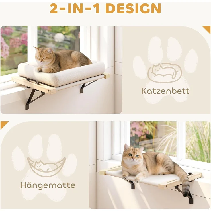PawHut Tierbett 50x36 cm Katzenhängematte mit verstellbarer Halterung, Polyester, mit abnehmbarem, maschinenwaschbarem Kissen, für Katzen unter 6 kg – Bild 4