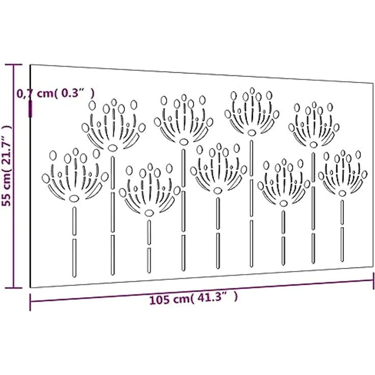 vidaXL Garten-Wanddeko, 105x55 cm Cortenstahl mit Blumen-Design, wetterfest und korrosionsbeständig – Bild 3