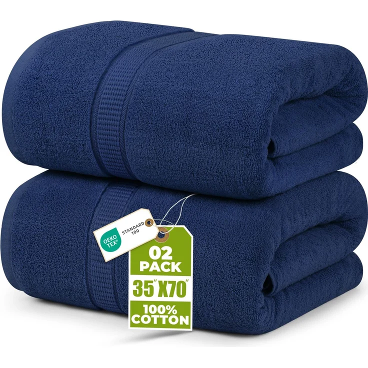Utopia Towels 2er Badetücher Duschtücher Groß Baumwolle 90 x 180 cm Marine Blau