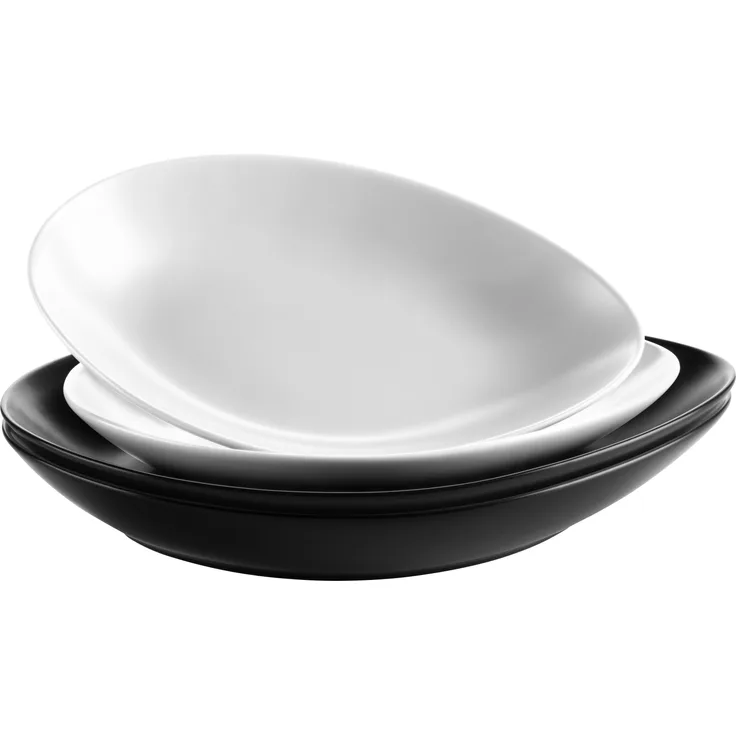 Mäser 931241 Glendale Beilagenschalen Tellerset tief, schwarz/weiß/grau, 4-teilig (1 Set)