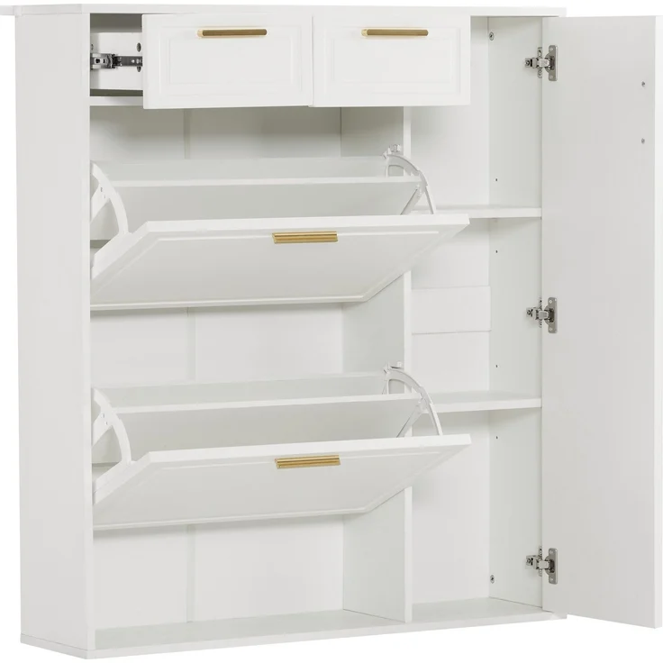 Schuhschrank, Schuhkipper mit Schubladen, Breite 95 cm, 2 Schubladen, 1 Türen, 2 Klappen, 1 offene Fächern – Bild 9