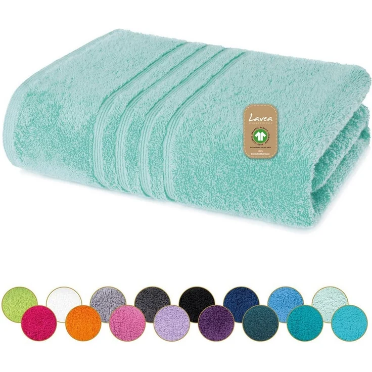 Lavea Badetuch Bali Duschtuch 100x150 cm Duschtuch 70x140 cm, Weiches Bio-Baumwollfrottee (1-St), Handtuch, GOTS-zertifiziert, extra saugstark mit 500g/m² – Bild 1