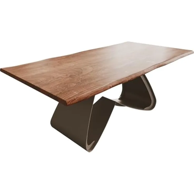Esstisch Edge 200x100 Akazie Braun W-Gestell Metall Effektfinish Titan Live-Edge