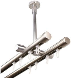 iso-design Gardinenstange Innenlauf 2-läufig, Edelstahl, Deckenmontage, Ø 20 mm