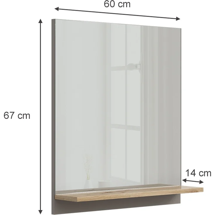 Badspiegel Marelle Greige 60 x 67 cm mit Regal Vicco – Bild 3