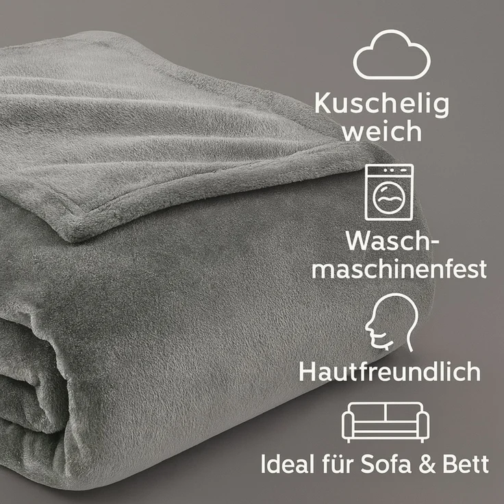 Julido Kuschlig weiche Kuscheldecke 150x200cm Wohndecke Tagesdecke Anthrazit – Bild 3