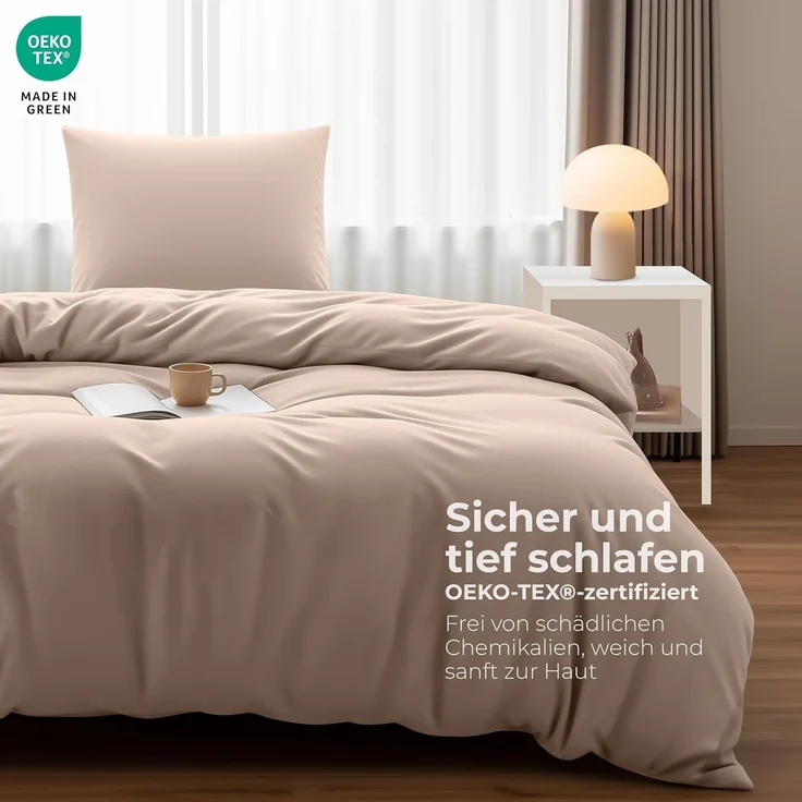 Utopia Bedding Bettwäsche 135x200 Set - Mikrofaser Bettbezug 135x200 cm + 1 Kissenbezug 80x80 cm - Beige – Bild 2