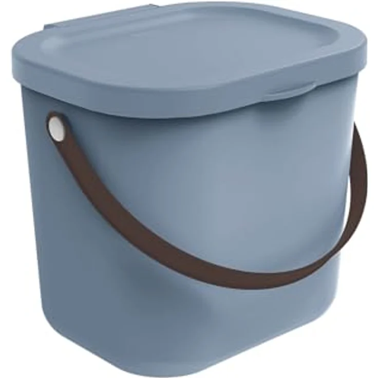 Rotho Babydesign Mini-Windelsammler YUMA aus recyceltem Kunststoff, hygienisch & umweltfreundlich – mit Deckel & Tragegriff, blau, 6 Liter – Bild 1