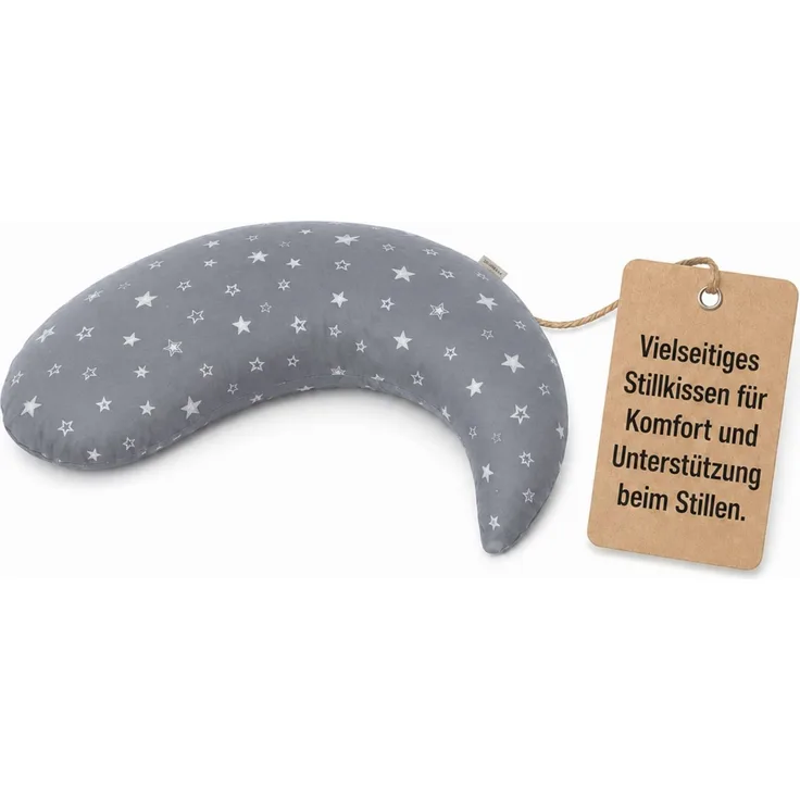 Set Theraline Stillkissen Yinnie & Windel Kinderhaus Blaubär, Kleines Stillkissen 135x35 cm, Stillkissen mit Mikroperlen | inkl. Stillkissenbezug, Design:Sterne grau