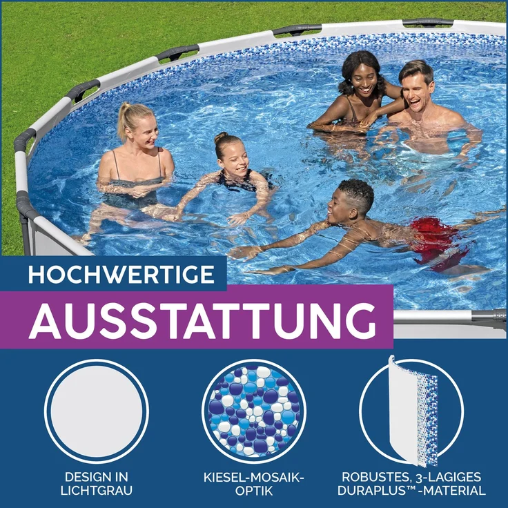 Bestway® Steel Pro MAX™ Ersatz Frame Pool ohne Zubehör Ø 396 x 122 cm, lichtgrau, rund – Bild 5