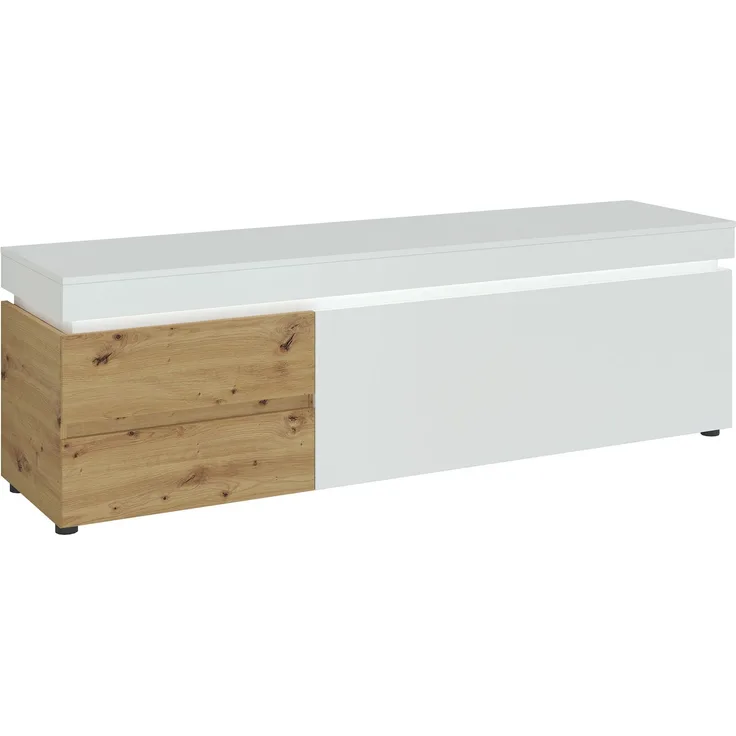 Lowboard Livia / Luci, Holzwerkstoff, Weiß, Holzfarben, 181 x 57 x 48 cm