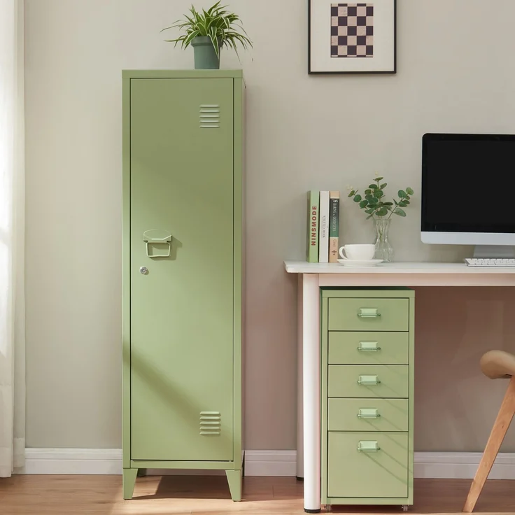 Einzelspind Kurikka 137x38x38 cm Olivgrün [en. casa] – Bild 2