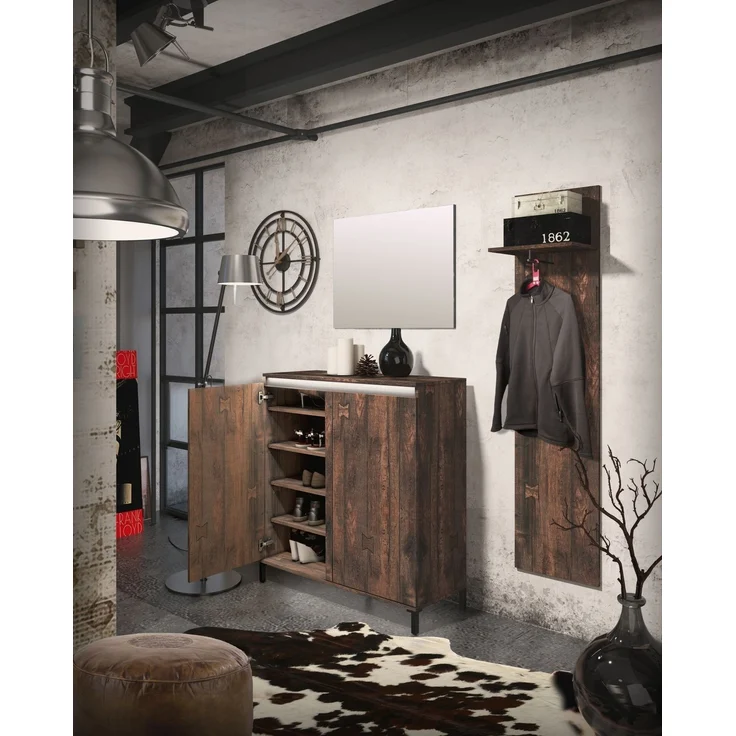 Garderobenpaneel >GENIO industrial< in Eiche, Holzwerkstoff - 40x170x26 (BxHxT) – Bild 8