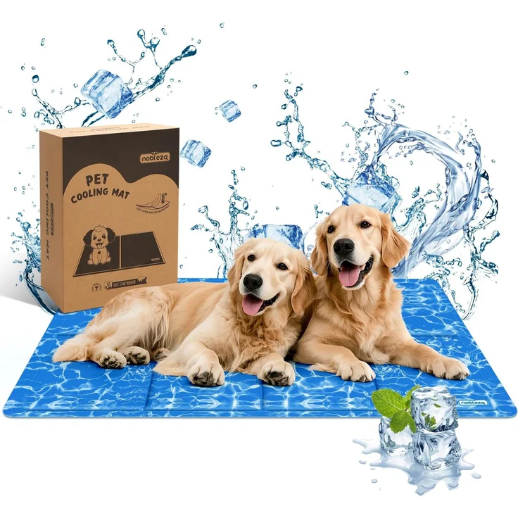 Nobleza - Kühlmatte Hunde Kühlkissen Kühl Hundedecke Kaltgelpad für Katzen Selbstkühlend Ungiftige Gelauflagen Welpe Katzenbett Kühlmatratze im Sommer, 140 * 90cm, Blau,XXXL